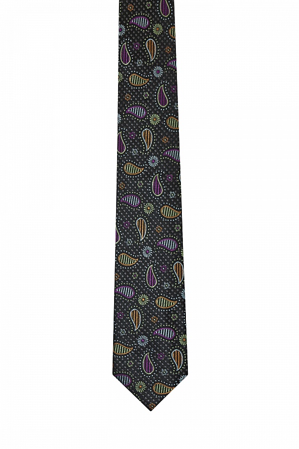 Темный галстук с узором огурцы мультиколор