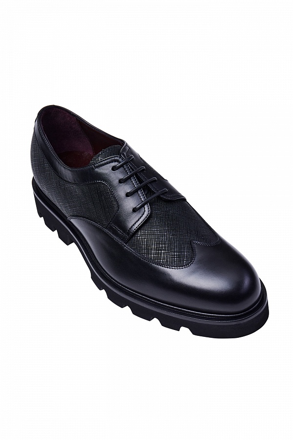 Черные туфли со вставкой из текстурной кожи