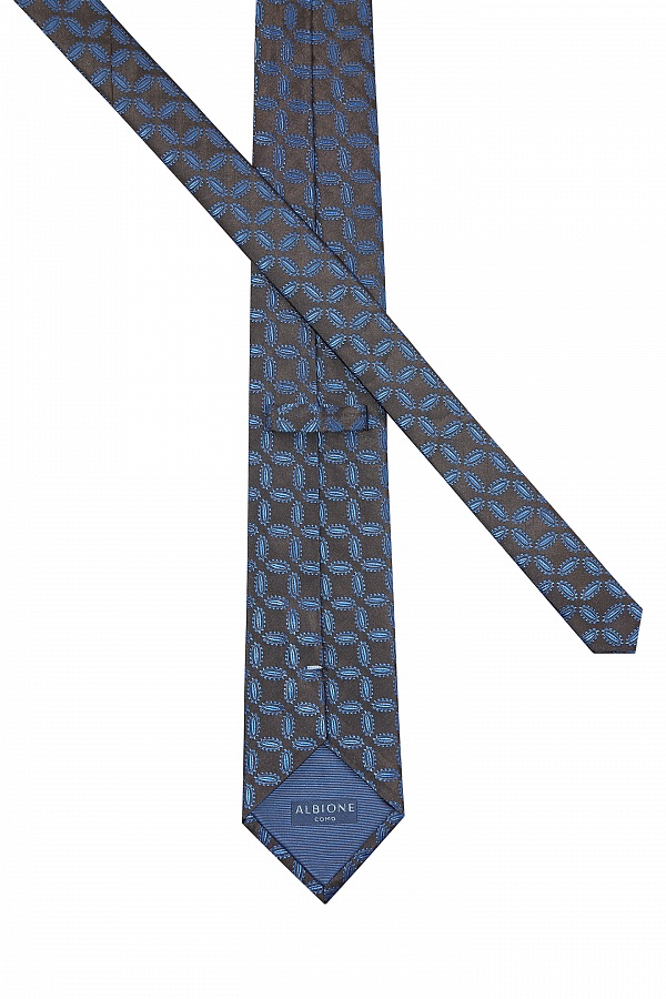 Серо-голубой галстук с узором овалы