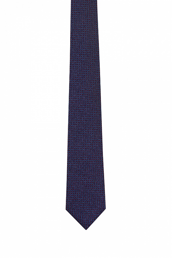 Темно-синий галстук в бордовый принт