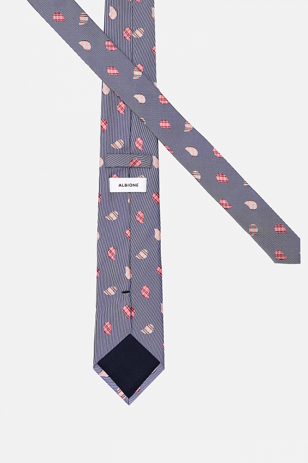 Серый галстук с розовым принтом