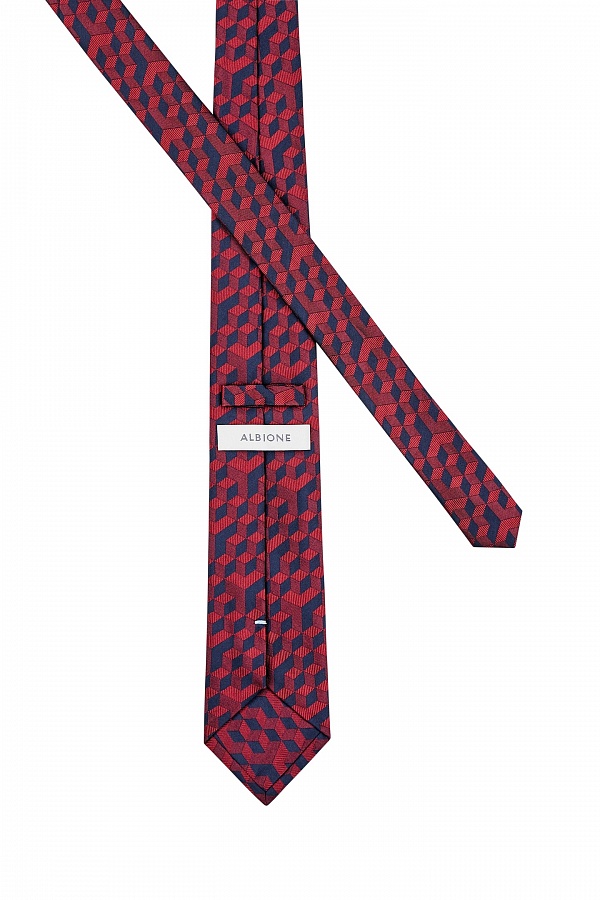 Сине-красный галстук с геометрическим узором
