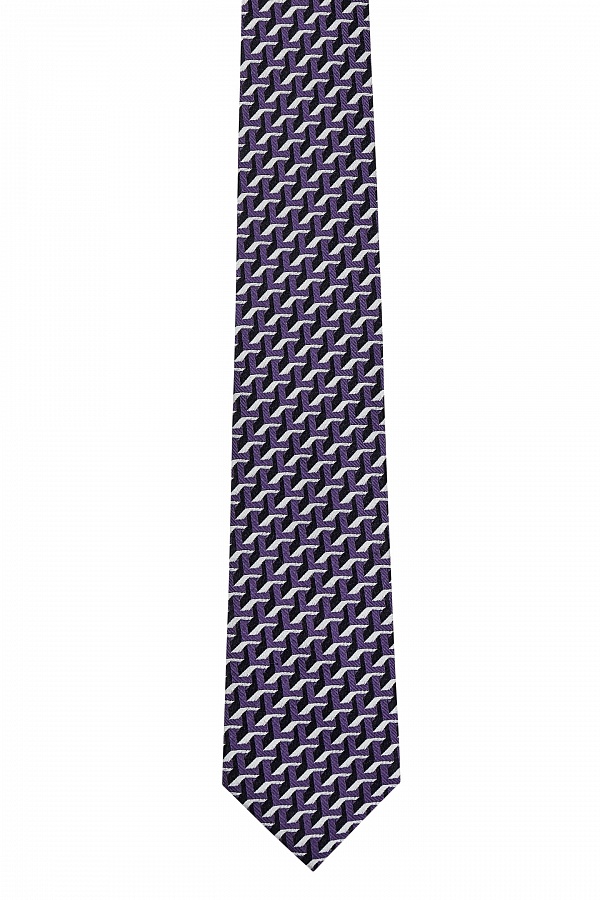 Фиолетовый галстук с мелким геометрическим узором