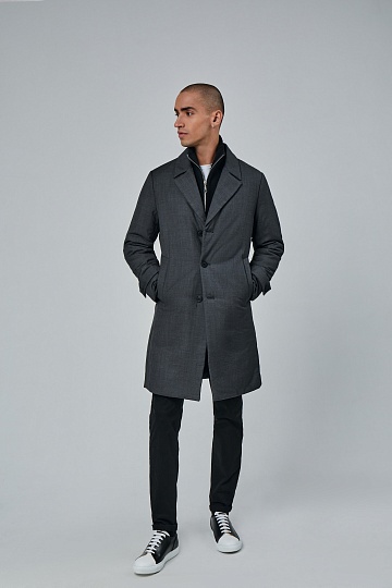 Утепленная куртка-пальто серого цвета