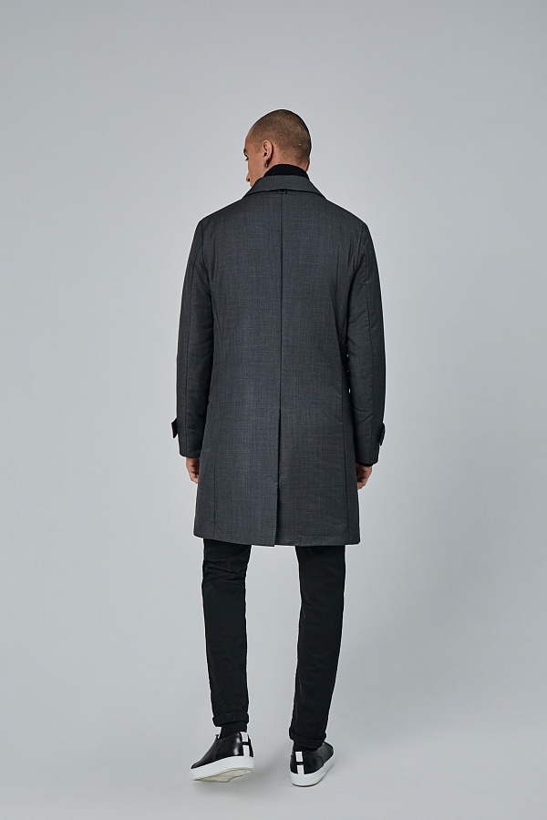 Утепленная куртка-пальто серого цвета