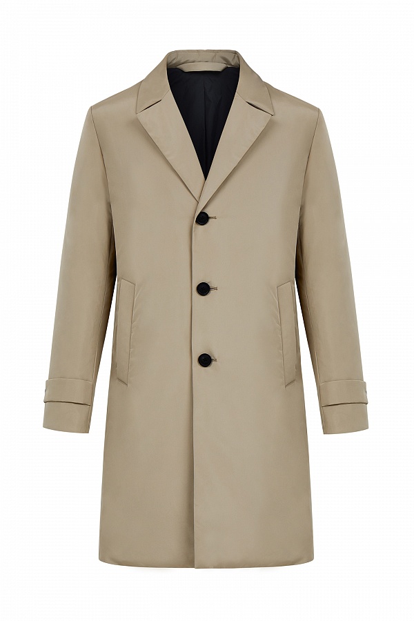 Утепленная куртка-пальто песочного цвета