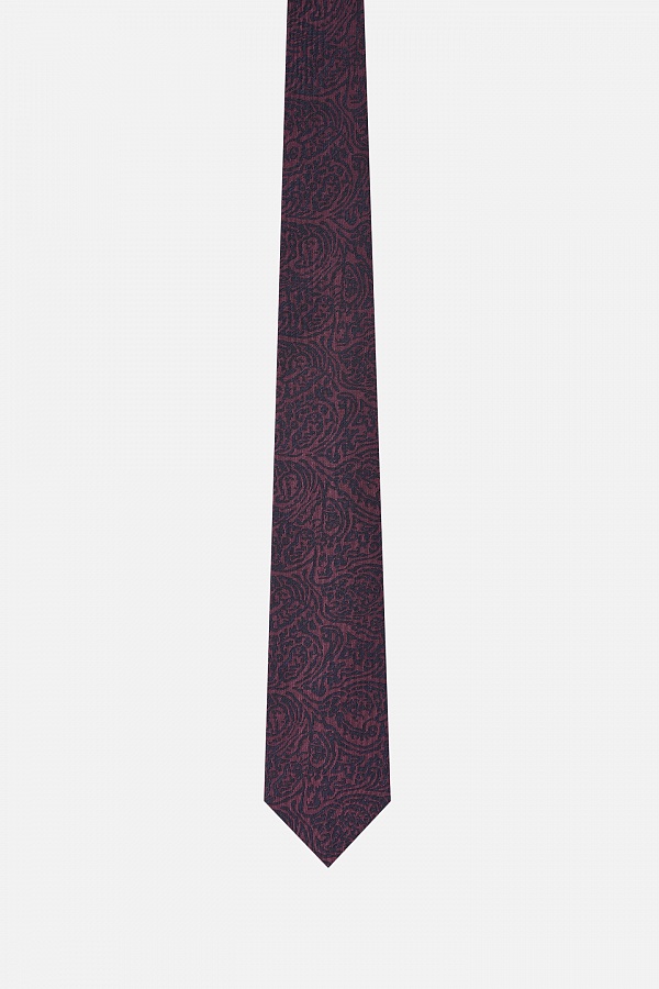 Черный галстук с бордовым узором