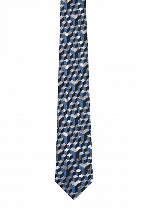 Серо-голубой галстук с геометрическим узором
