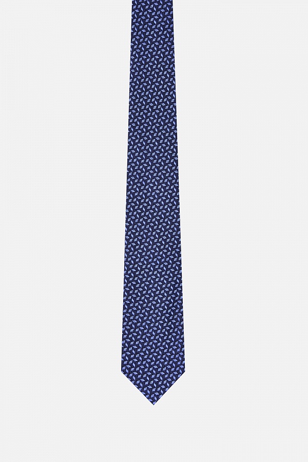 Темно-синий галстук в голубой принт