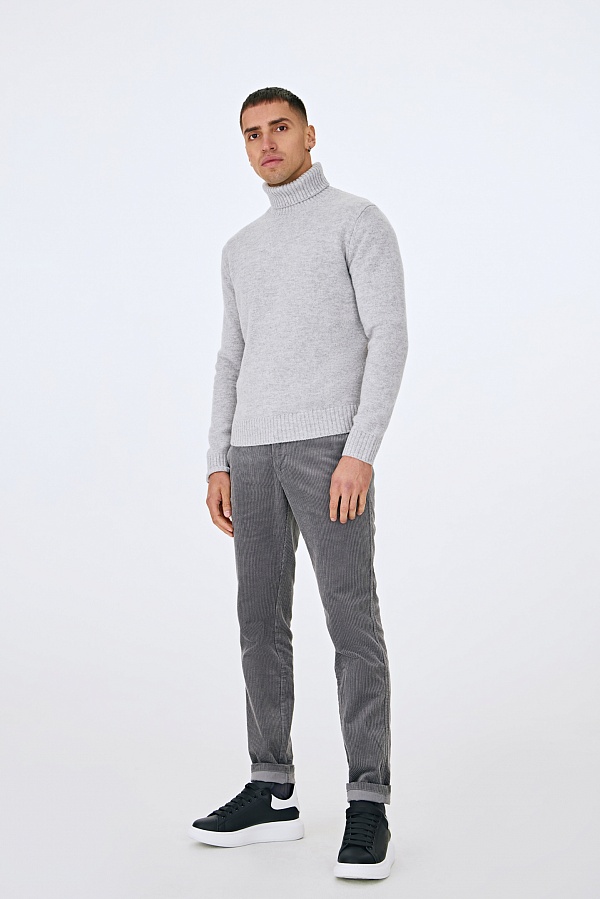 Светло-серый свитер из шерсти с эффектом меланж
