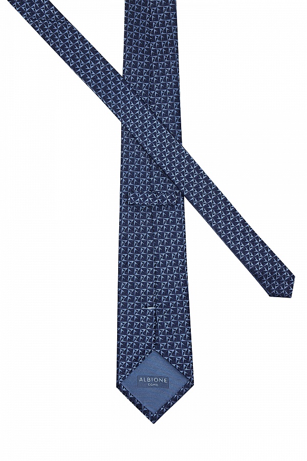 Сине-голубой галстук с узором треугольники
