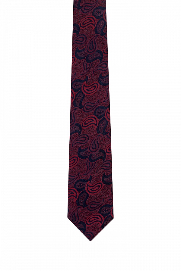 Бордовый галстук в стильный принт
