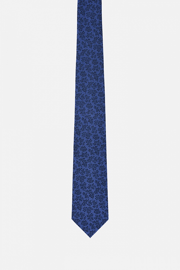 Синий галстук с черным узором