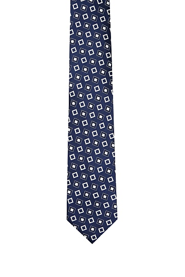 Темно-синий галстук с узором ромб