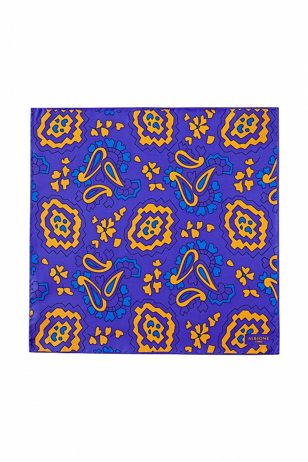 Фиолетово-оранжевый платок с узором цветы