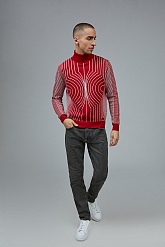 Красный пуловер с графичным узором